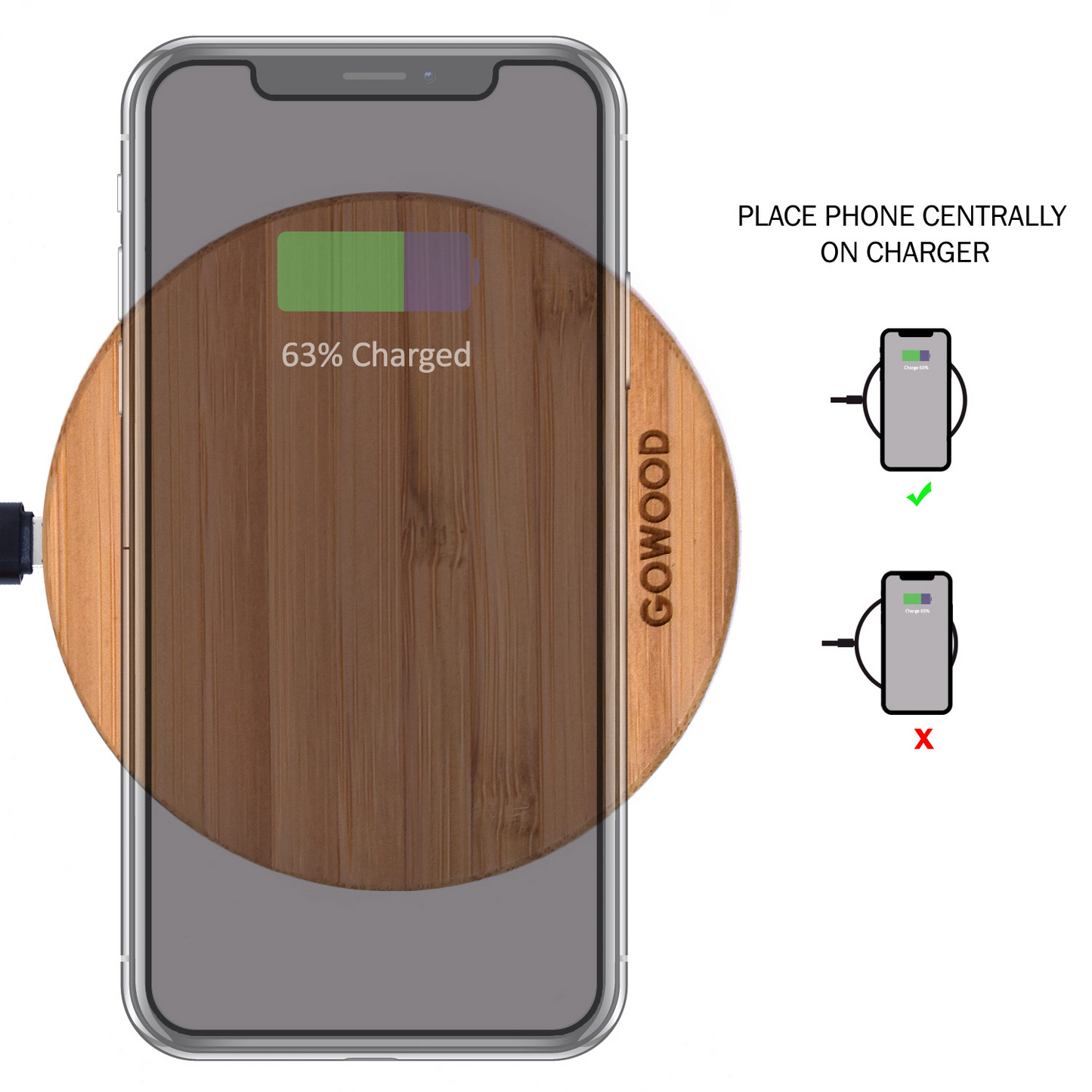 Chargeur Sans Fil En Bois De Bambou À Charge Rapide 15 W